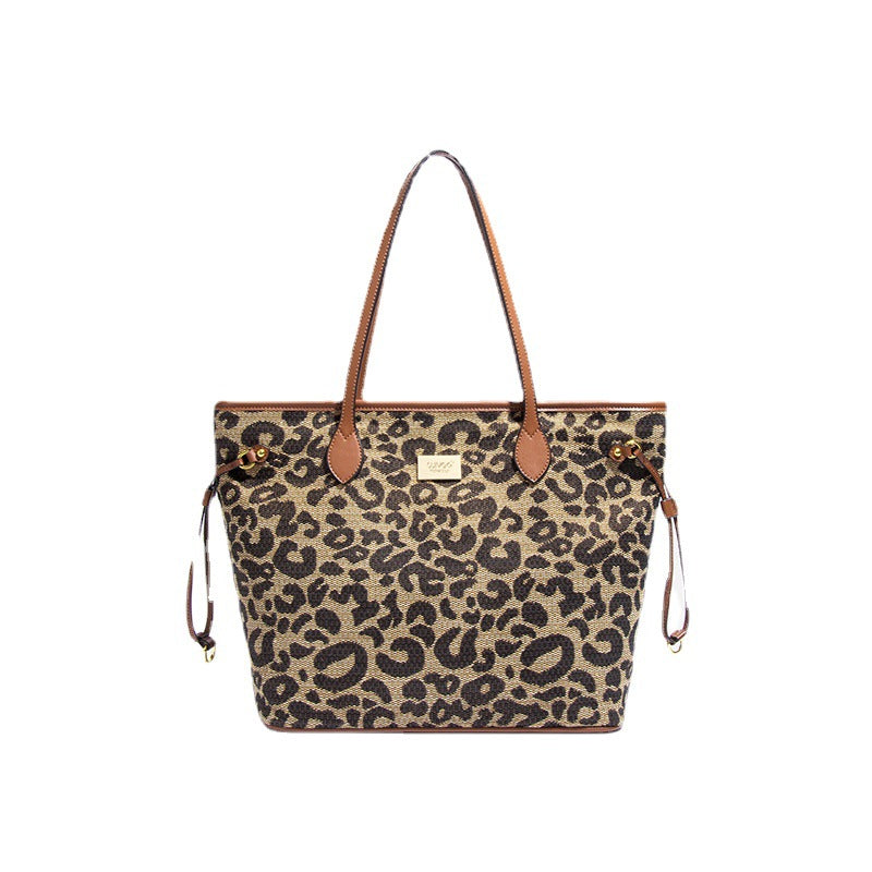 欧美潮流包包复古大容量豹纹手提腋下包单肩秋冬新款高级感托特包