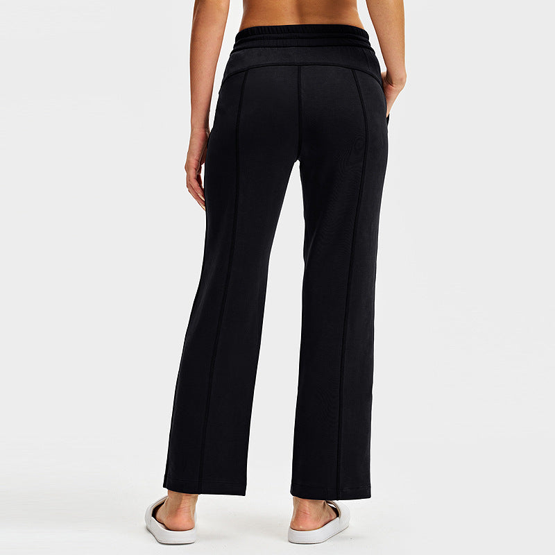 lulu阔腿运动裤女直筒休闲宽松瑜伽裤莫代尔速干透气高腰长裤28"