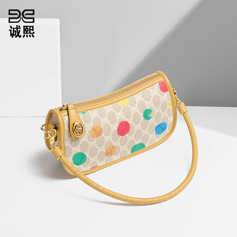 加工定制包包批发时尚撞色老花印花PVC腋下小方包单肩斜挎麻将包