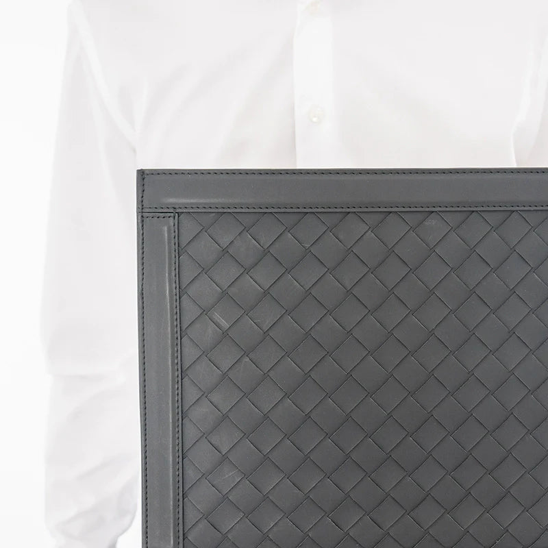 X&BV超薄特大号编织手拿包男真皮休闲大容量时尚平板ipad包手包男