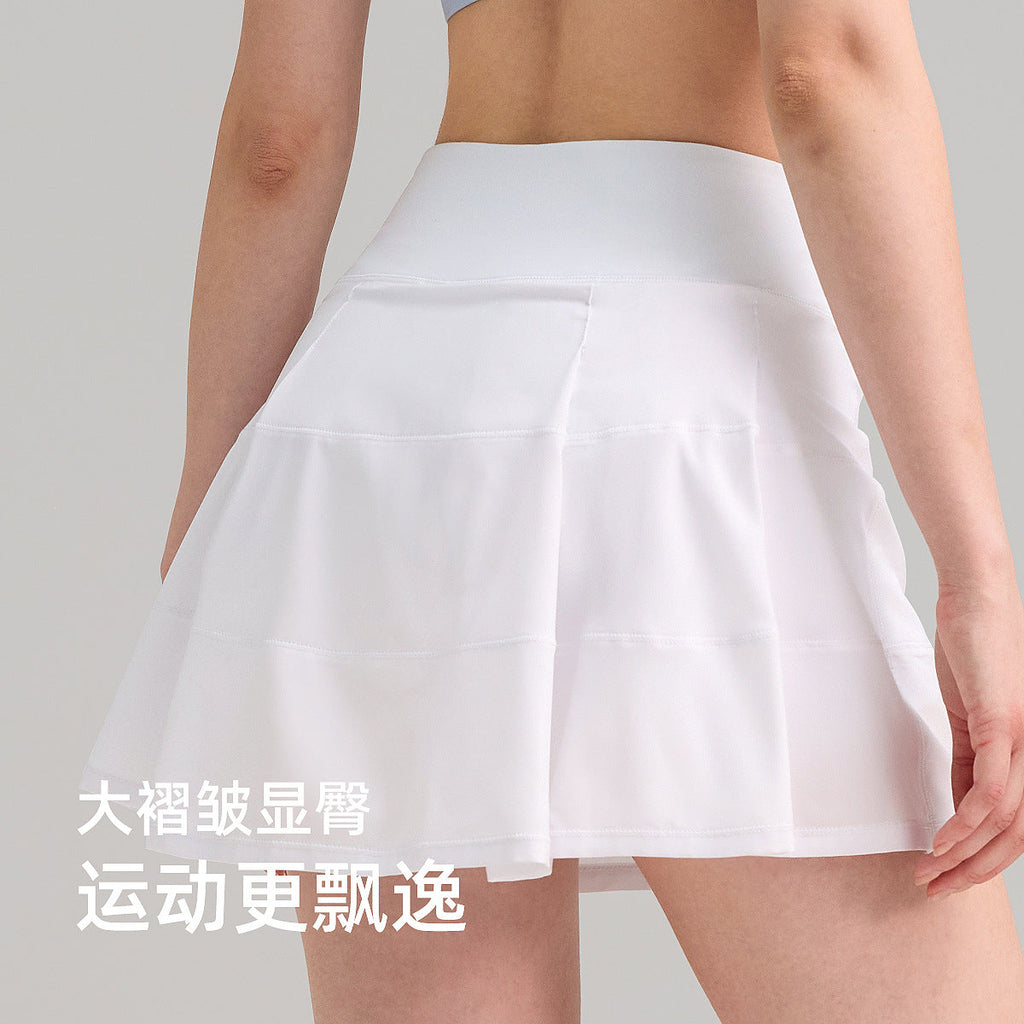 lulu高腰网球裙女假两件防走光户外瑜伽健身短裙裸感速干运动短裙