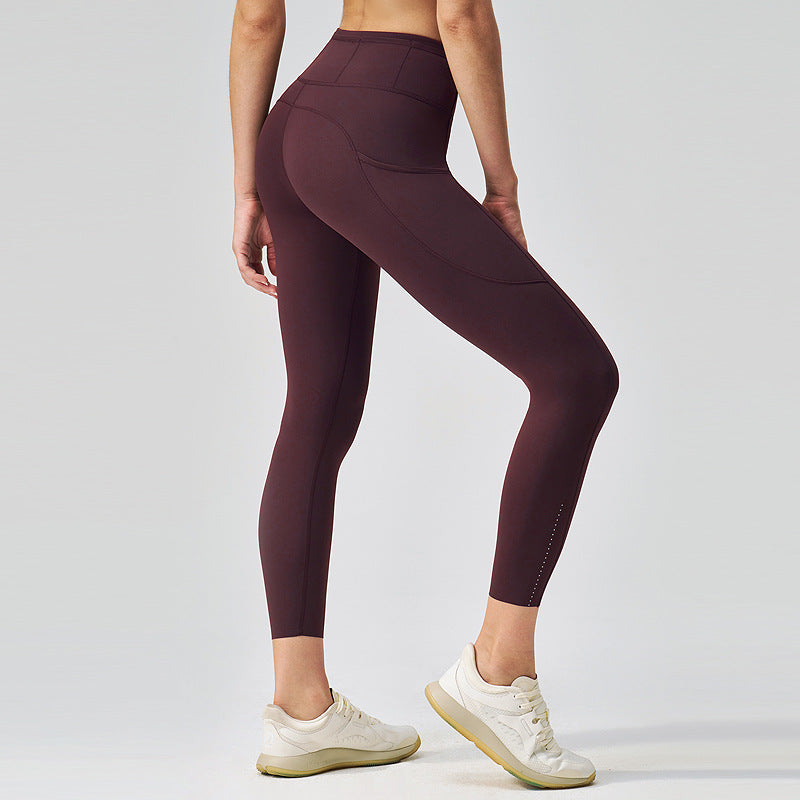 lulu瑜伽裤女高腰塑形蜜桃提臀健身裤反光条锦纶66运动紧身裤24"