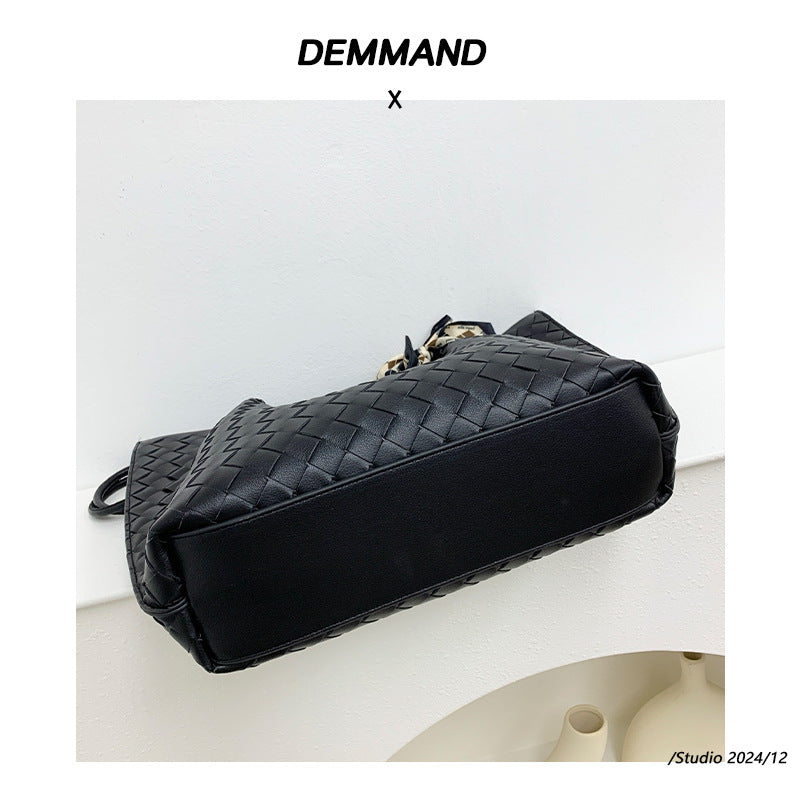 进口软牛皮手工编织手提包真皮女包菜篮子单肩斜挎包购物袋子母包