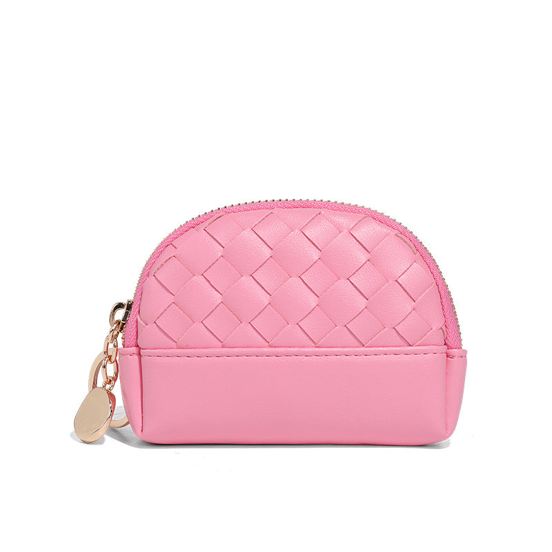 2025新款女包手工编织女钱包简约零钱包钱夹PU皮革小拉链化妆包包