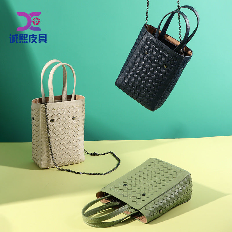 2023新款手工编织女包纯色质感流行手提单肩斜跨包时尚百搭托特包