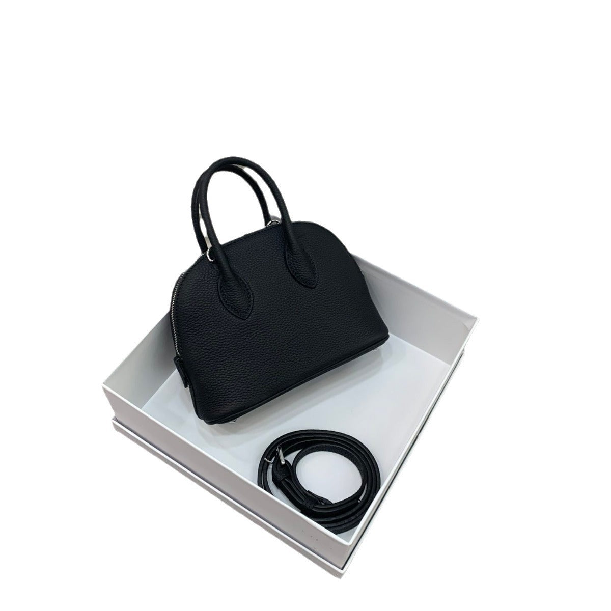 真皮贝壳包女包迷你小包高级感百搭时尚牛羊皮手提斜挎包保龄球包