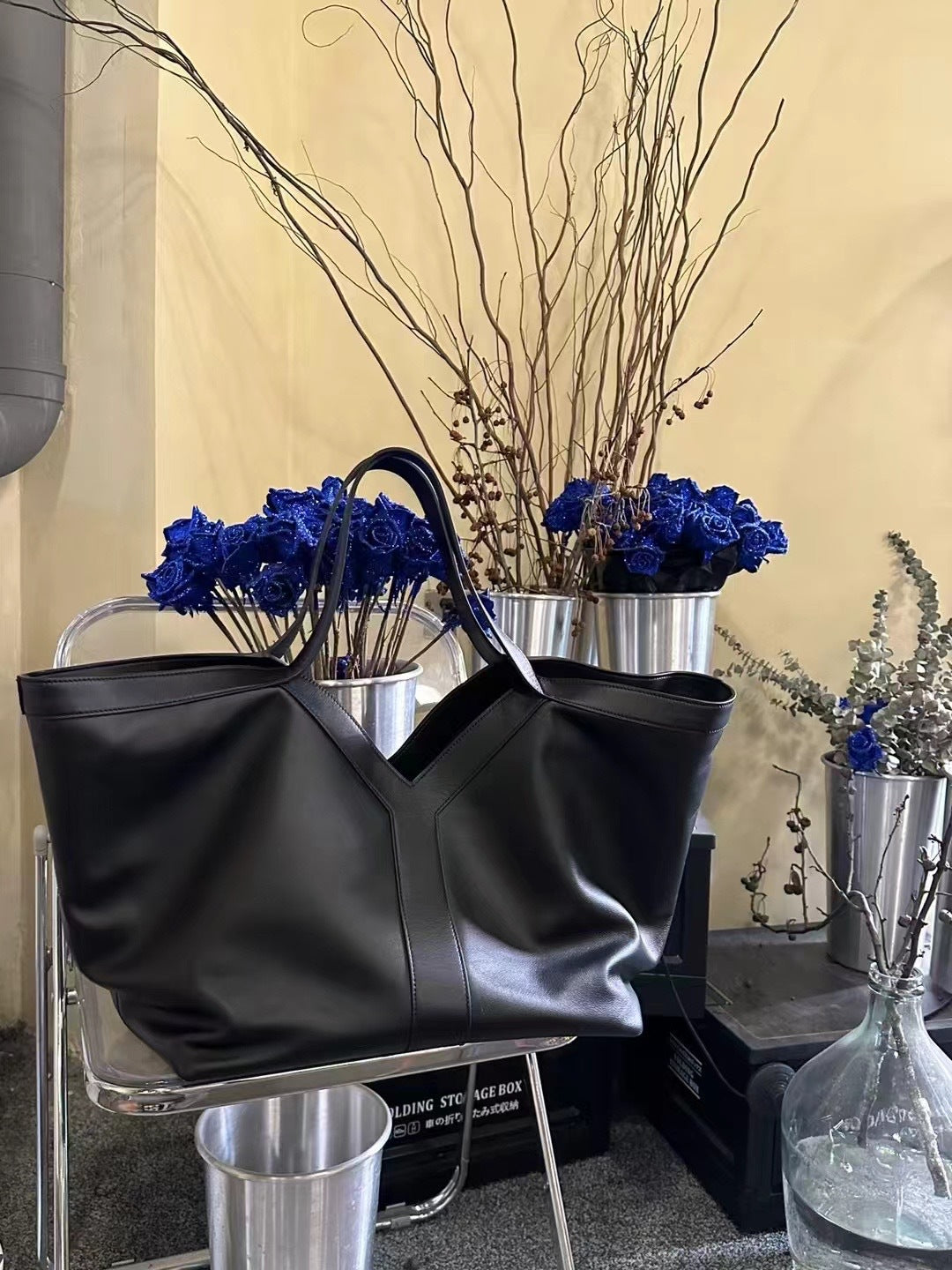 新款潮流牛皮Y字简约托特包大容量单肩腋下手提进口皮料时尚女包