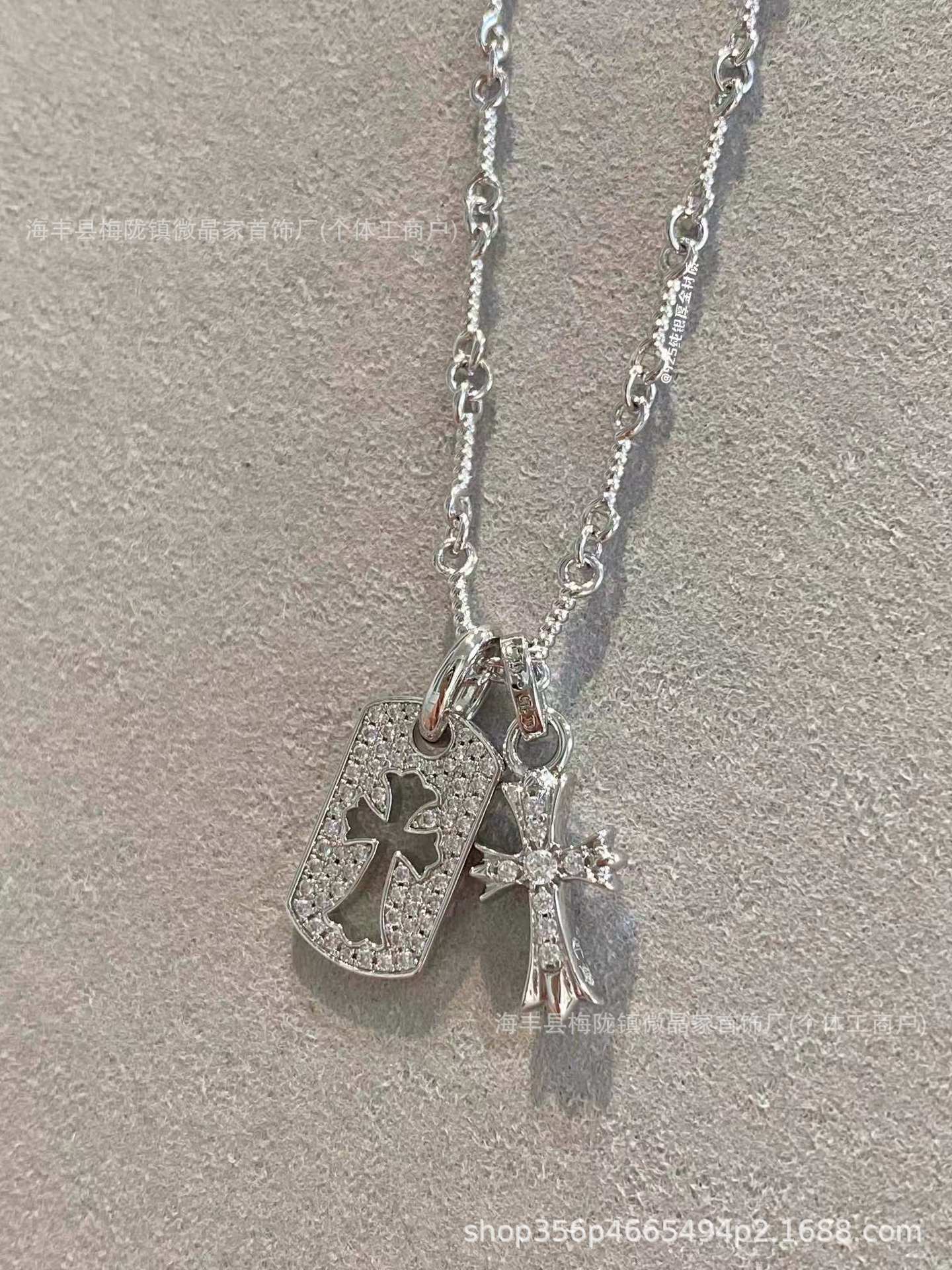 克罗鈊高版本十字架项链V金不掉色网红同款辣妹风精工CNC厂家直销
