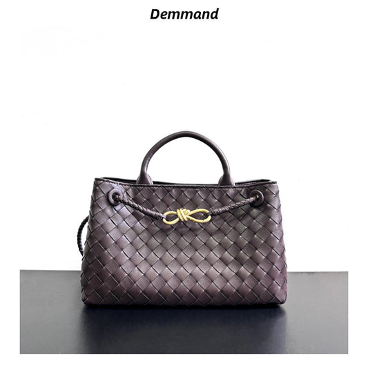 2023真皮编织包手提包女包单肩包牛皮手拎包小众品牌大包金色背包