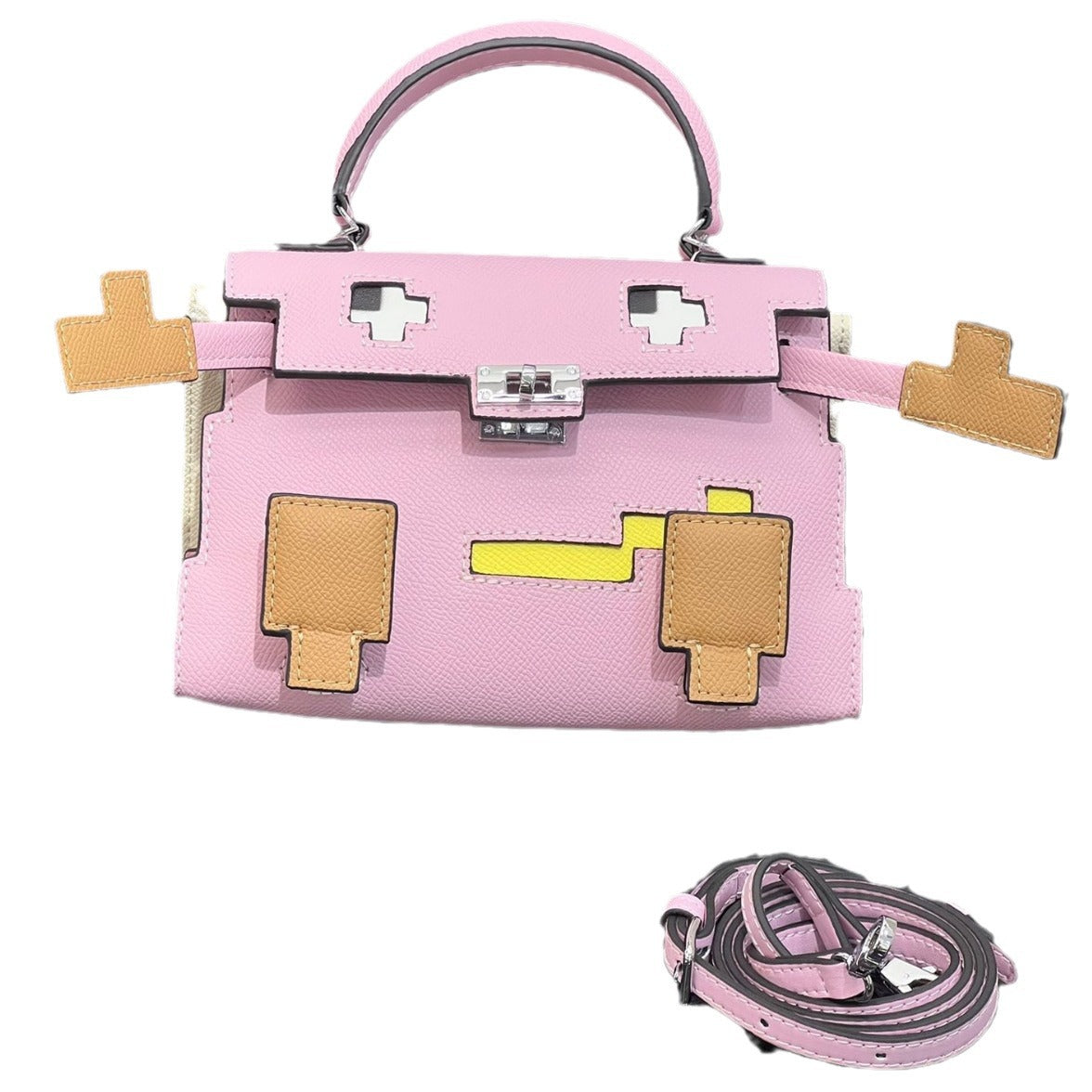 小众设计凯莉包2024新款可爱恶搞小怪兽包牛皮单肩手提包斜挎包女