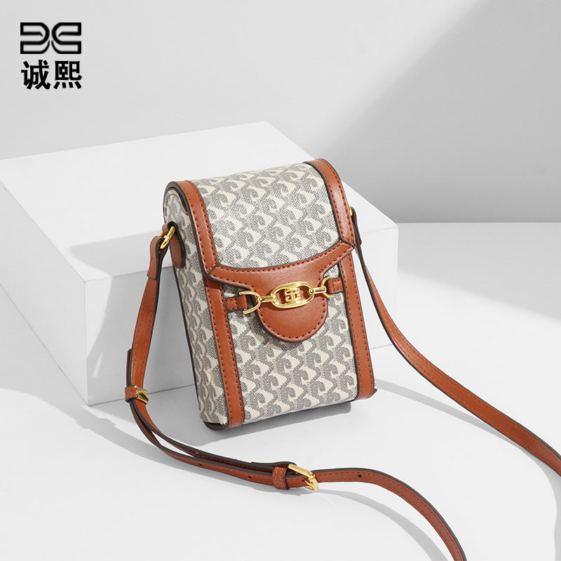 轻奢迷你手机包时尚休闲百搭竖款狗牙零钱包新款质感单肩斜跨女包