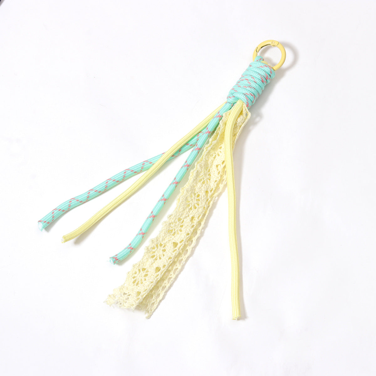 新款欧美波西米亚风涤纶纯手工编织钥匙扣包包挂件批发跨境亚马逊