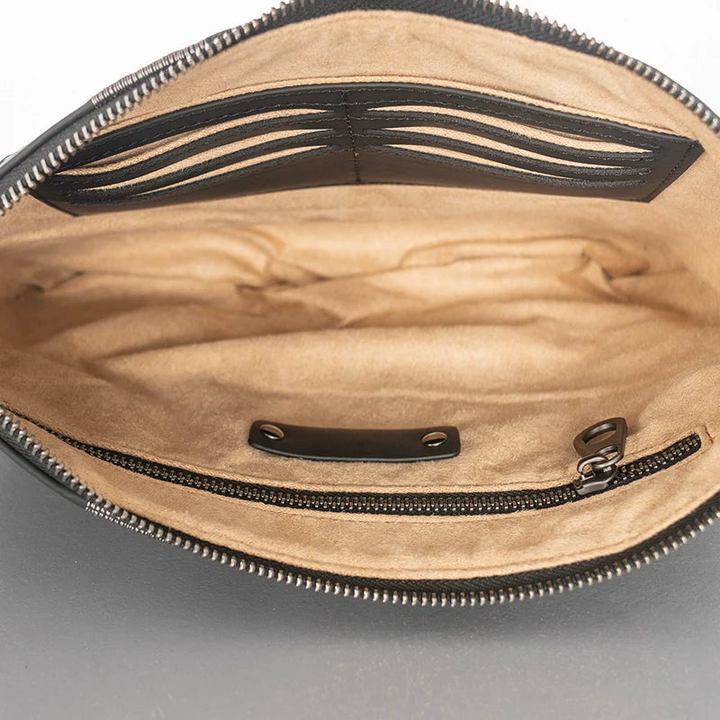 X&BV潮牌编织男士手包真皮大容量手拿包男商务信封包休闲夹包时尚