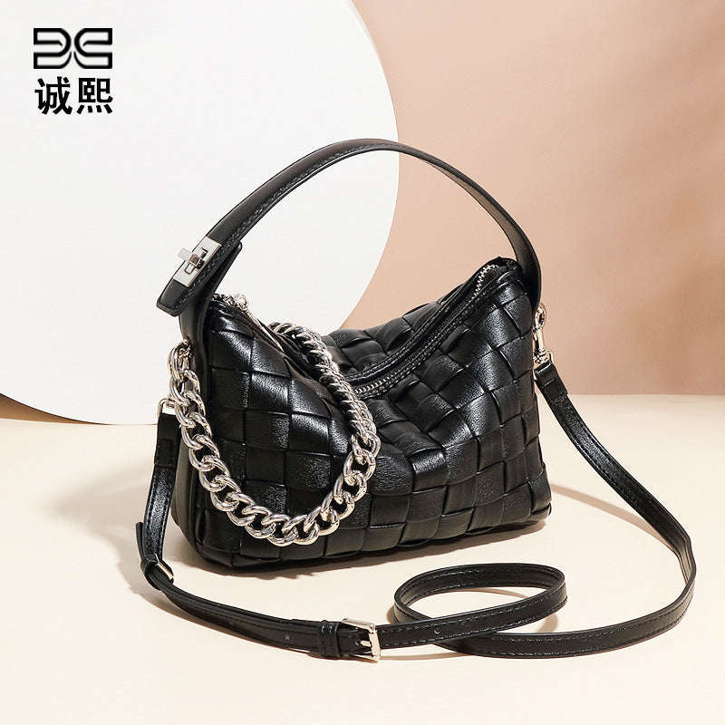 夏季新款软面小巧手提饭盒包时尚百搭编织包包质感流行单肩斜挎包