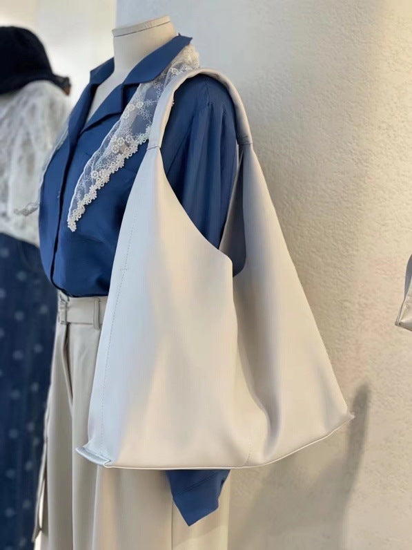 日韩软牛皮慵懒风托特包大容量真皮购物袋百搭休闲流浪单肩女包大