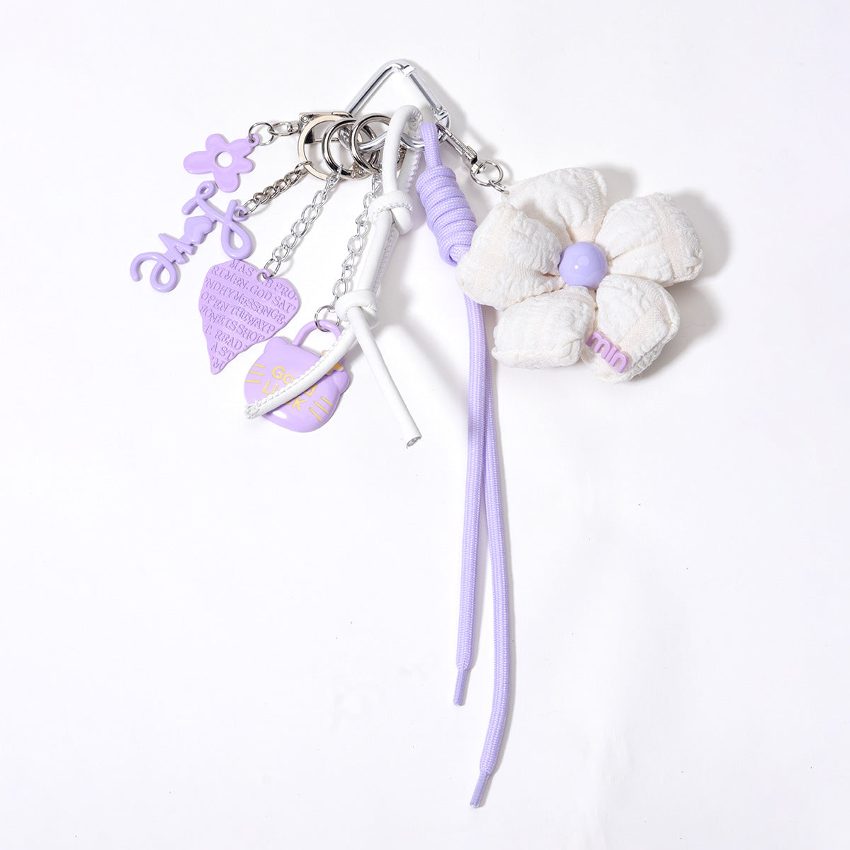 个性大花朵泡泡纱包挂金属花朵LOVE字母包挂钥匙链钥匙扣包挂桃心