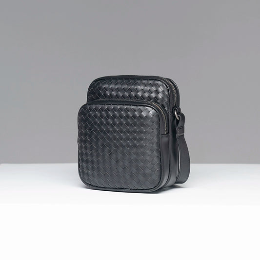 X&BV男包单肩包真皮休闲商务编织潮男时尚小背包迷你斜挎包男竖款