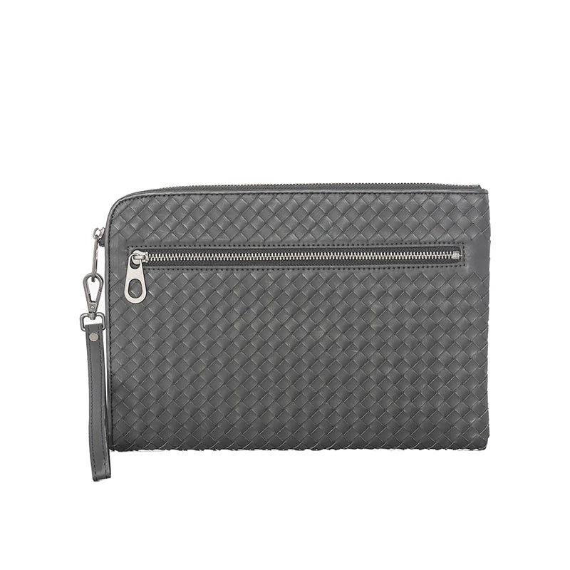 X&BV潮牌新款编织手包男真皮休闲男士手拿包信封包大容量A4文件包