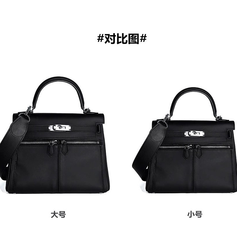 Swift皮 双口袋凯莉 lakis女高级感大容量手提包百搭通勤单肩斜挎