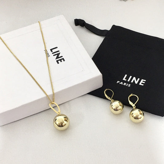 赛家新款圆球耳环项链球形金球高级感时尚法式锁骨链圆形耳饰