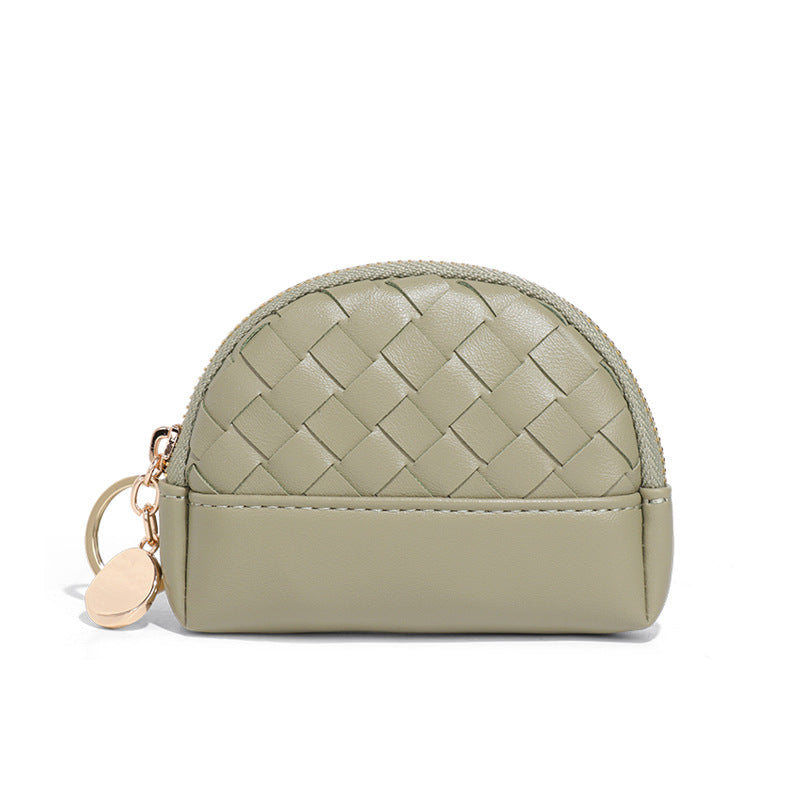 2025新款女包手工编织女钱包简约零钱包钱夹PU皮革小拉链化妆包包