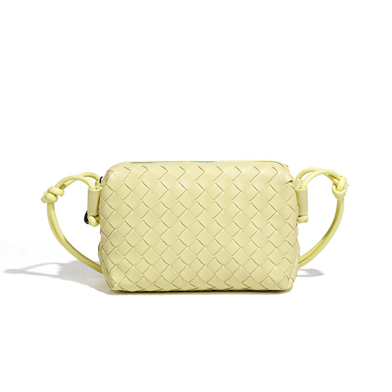 时尚跨境新品手工编织包包简约潮流单肩斜挎女包黑白棋盘格小方包