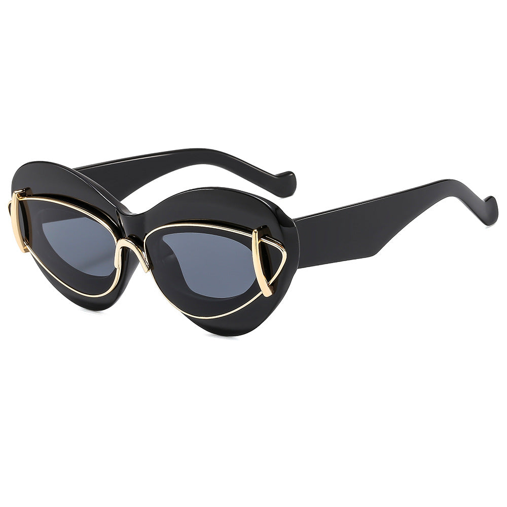 2024新款欧美轻奢墨镜时尚金属猫眼太阳镜网红sunglasses太阳眼镜