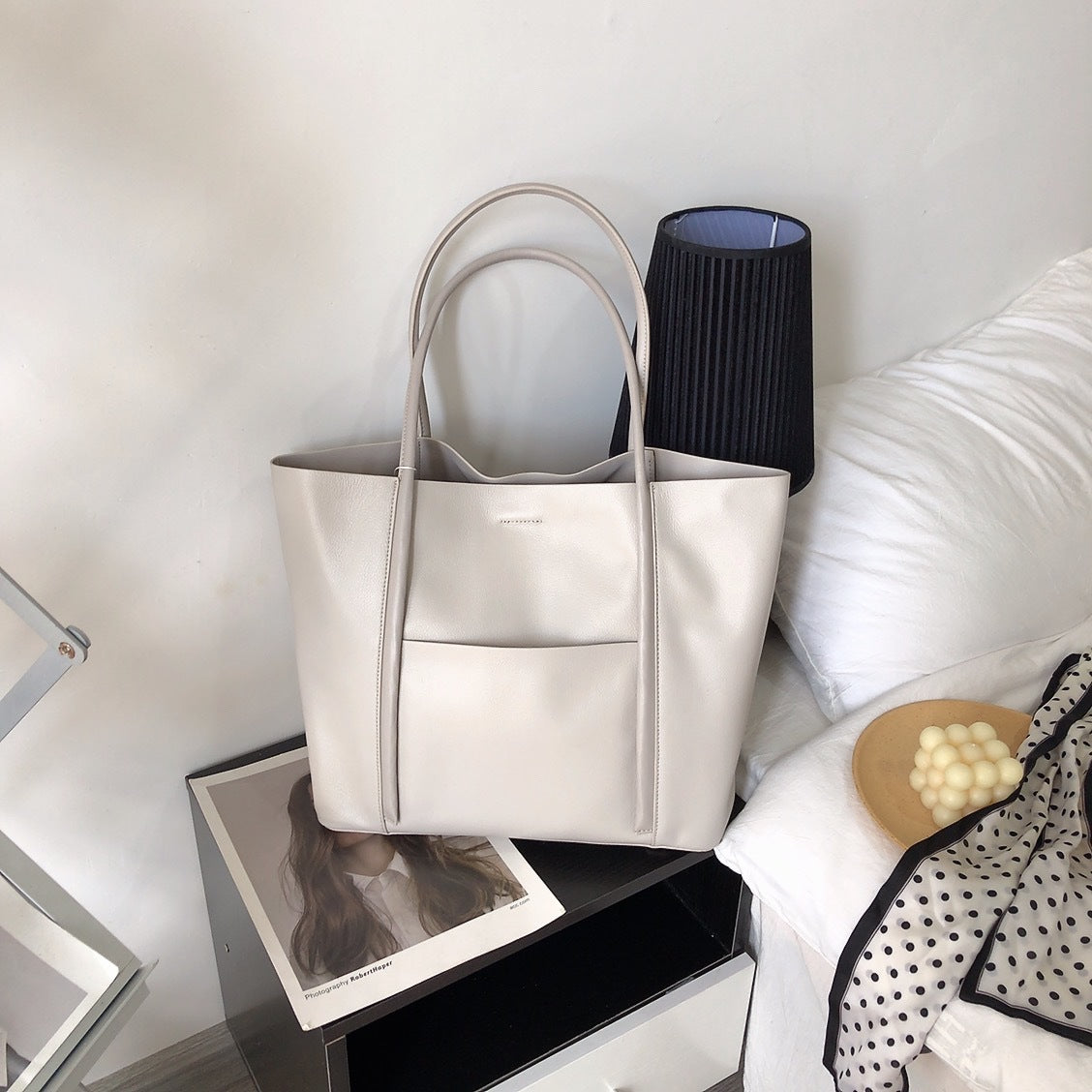 小众托特包女大容量 黄牛皮头层自然摔 上班通勤包高级感牛皮大包