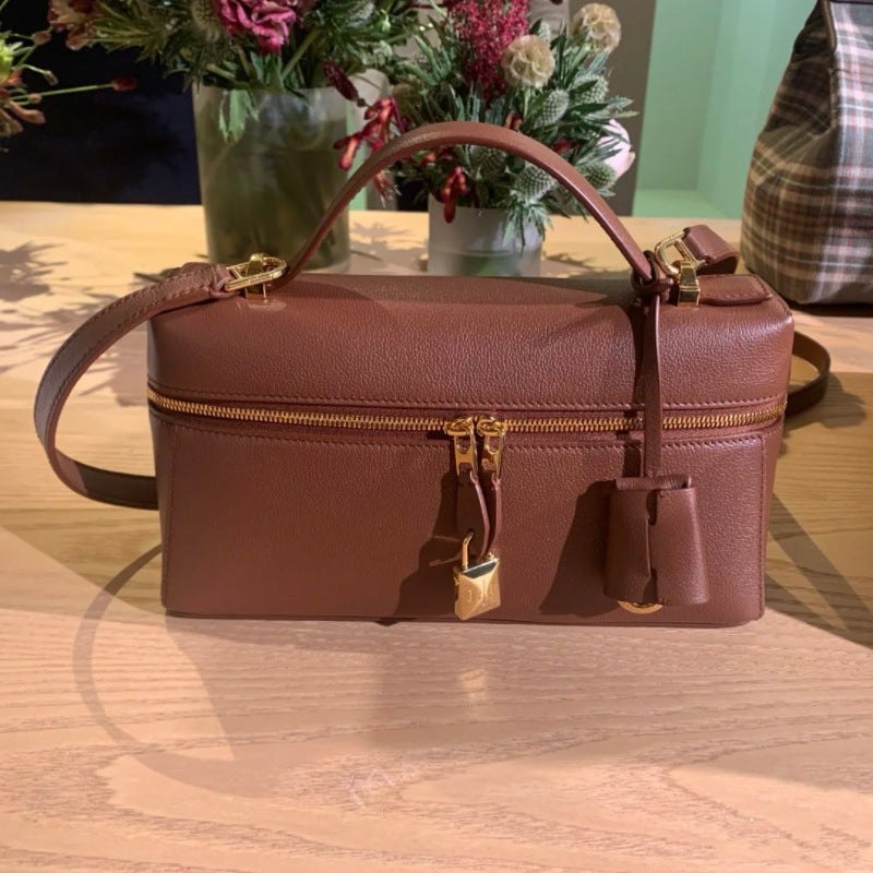 LP19饭盒包女2025新款高级感牛皮手提真皮凯莉包单肩斜挎23化妆包