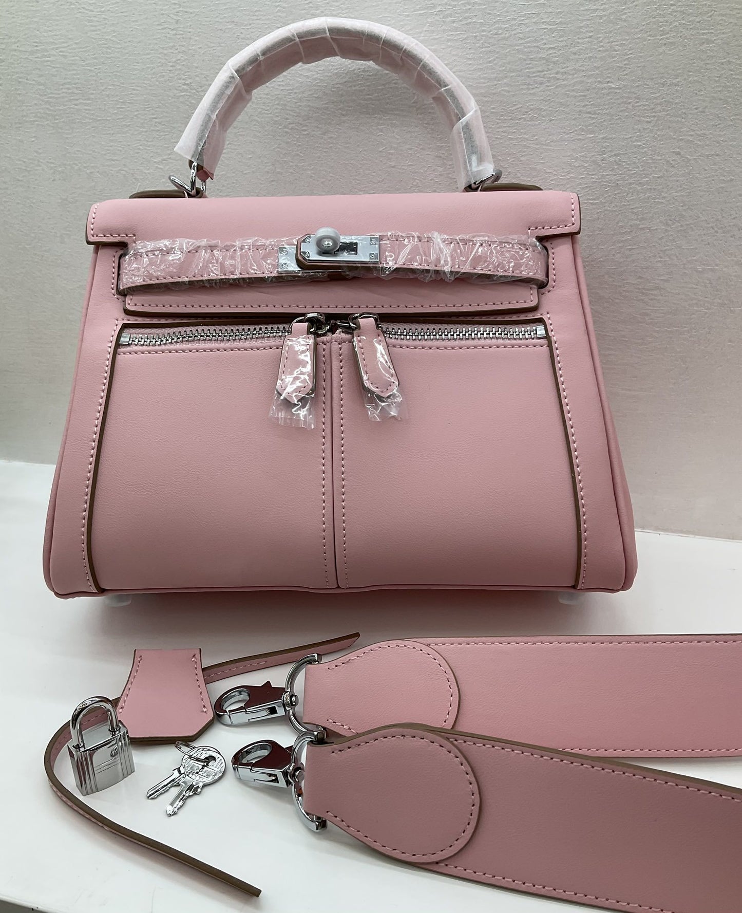 Swift皮 双口袋凯莉 lakis女高级感大容量手提包百搭通勤单肩斜挎