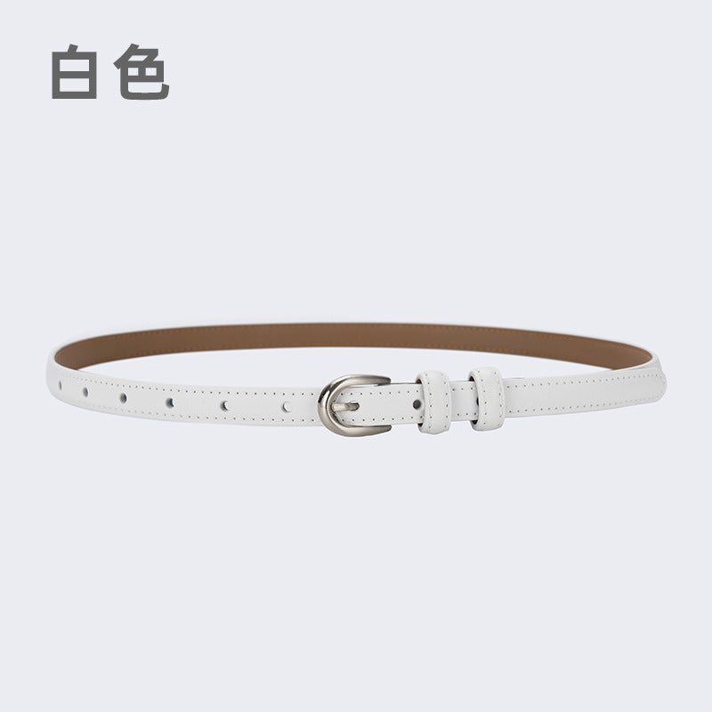 皮带女士时尚百搭装饰西装牛皮细腰带真皮夏季ins风黑色牛仔裤带