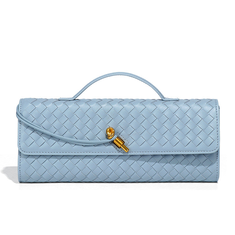 小众高级感编织单肩法棍包时尚精致横款手拿晚宴包百搭女士斜跨包