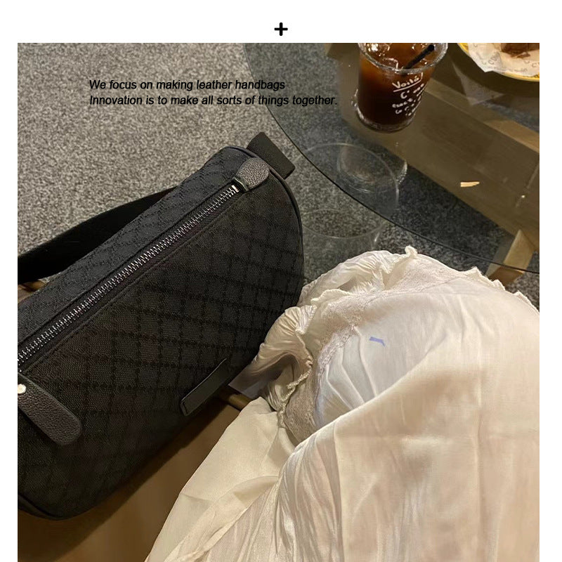 小众中古包饺子包女高级感时尚休闲宽肩带斜挎包帆布包腰包胸包女