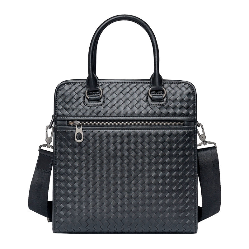 x&bv真皮男包手提包休闲单肩斜挎包编织电脑包商务男士公文包拎包