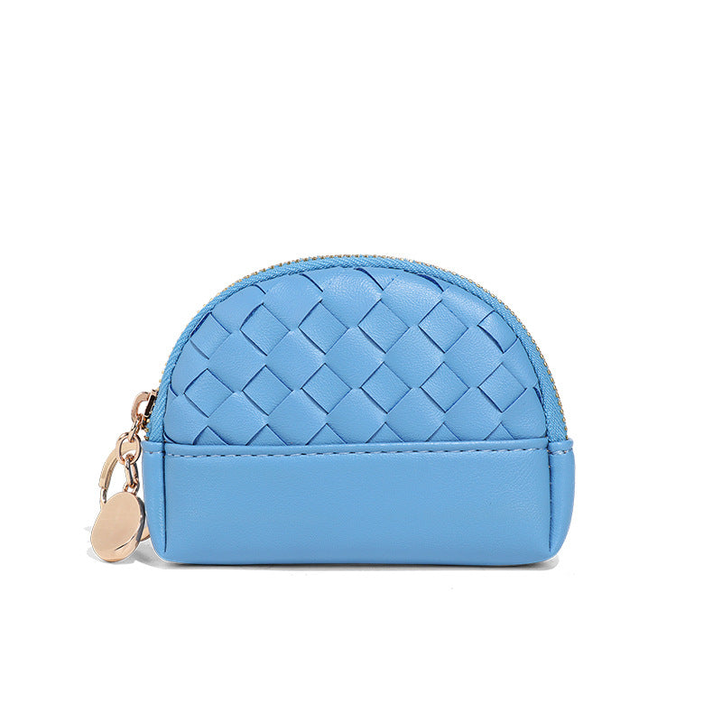 2025新款女包手工编织女钱包简约零钱包钱夹PU皮革小拉链化妆包包