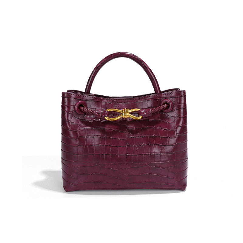 跨境2025新款石头纹手拎女包高级感百搭单肩斜挎包复古休闲托特包