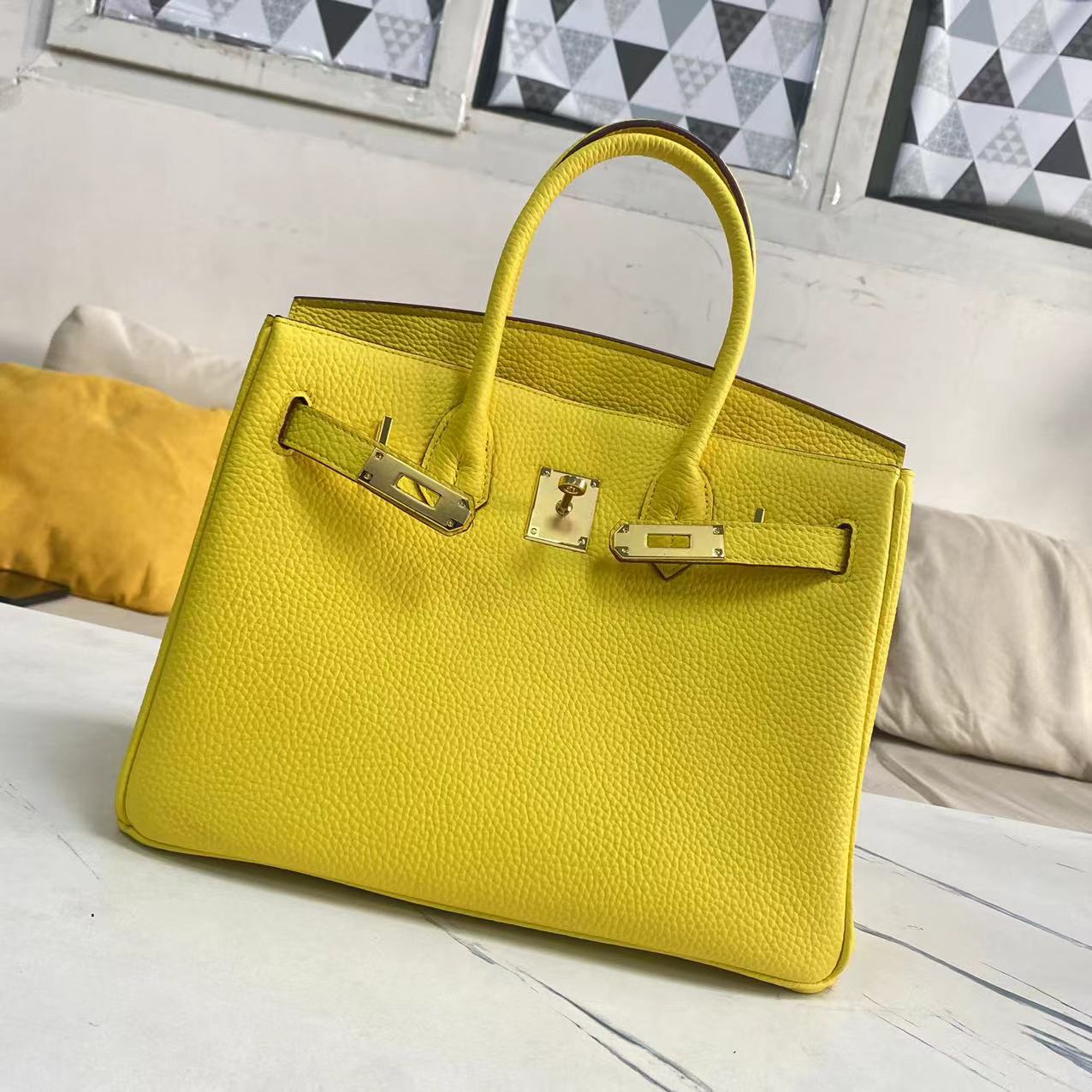 包包女荔枝纹牛皮铂金包头层牛皮凯莉包手提包BK25/30/35togo牛皮