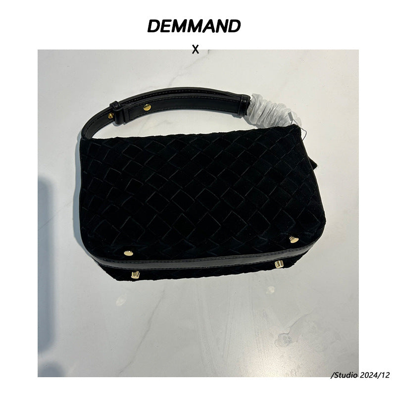 腋下包高级感真皮编织包24新款软皮包女手提手挽包百搭简约质感