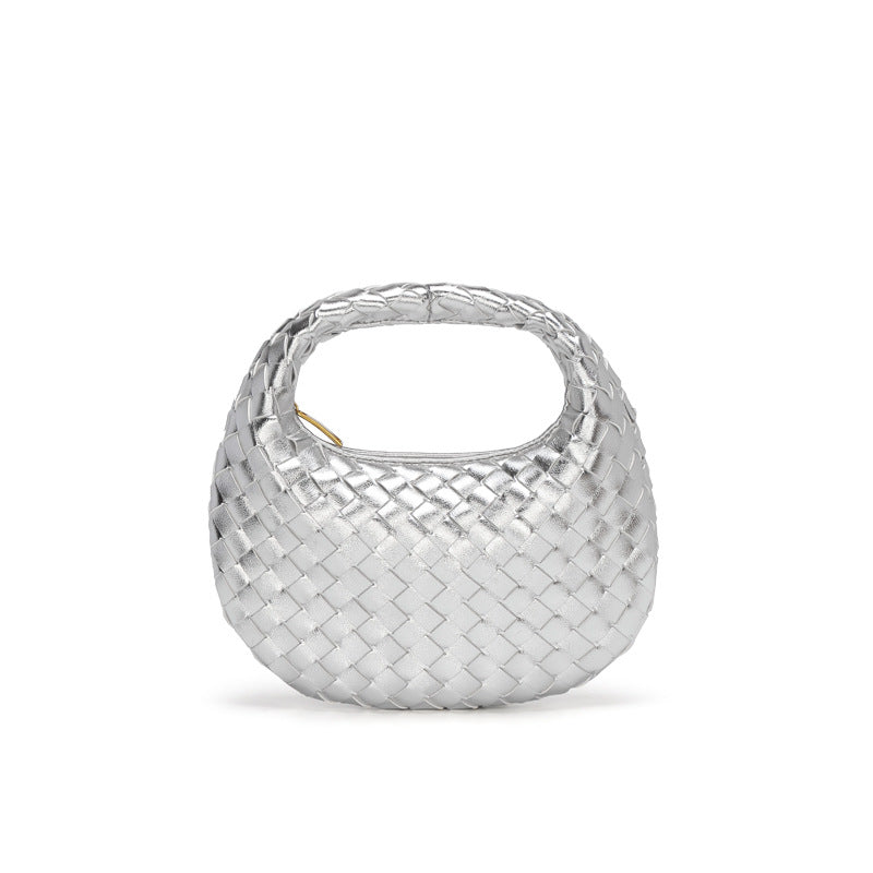 跨境简约时尚手拎饺子包简约手工编织女包工厂批发外贸单肩斜挎包