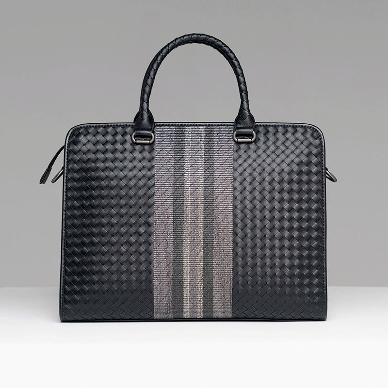 X&BV公文包男商务包男士手提包编织青年电脑潮男手拎包单肩斜挎包