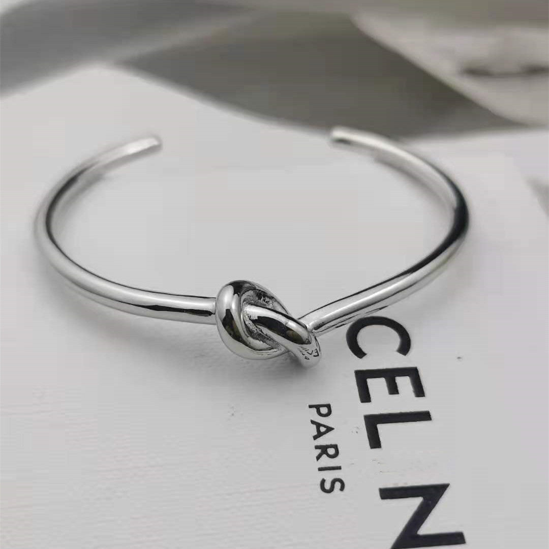 赛家新款打结手镯高级感时尚气质极简风镀金厂家批发开口光面手环