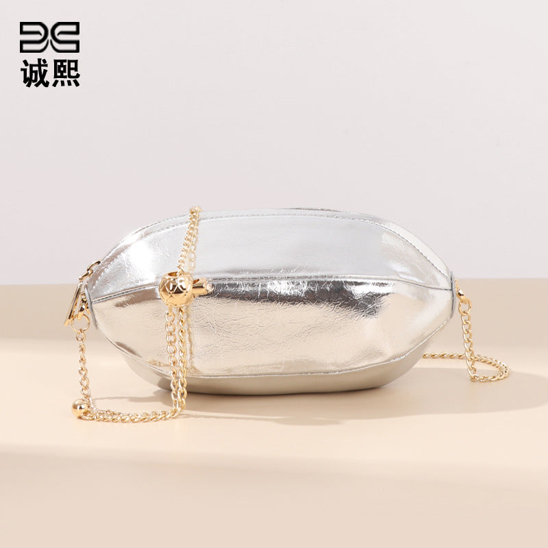 外贸出口个性橄榄球包韩版潮流小金球斜挎女包网红直播爆款单肩包