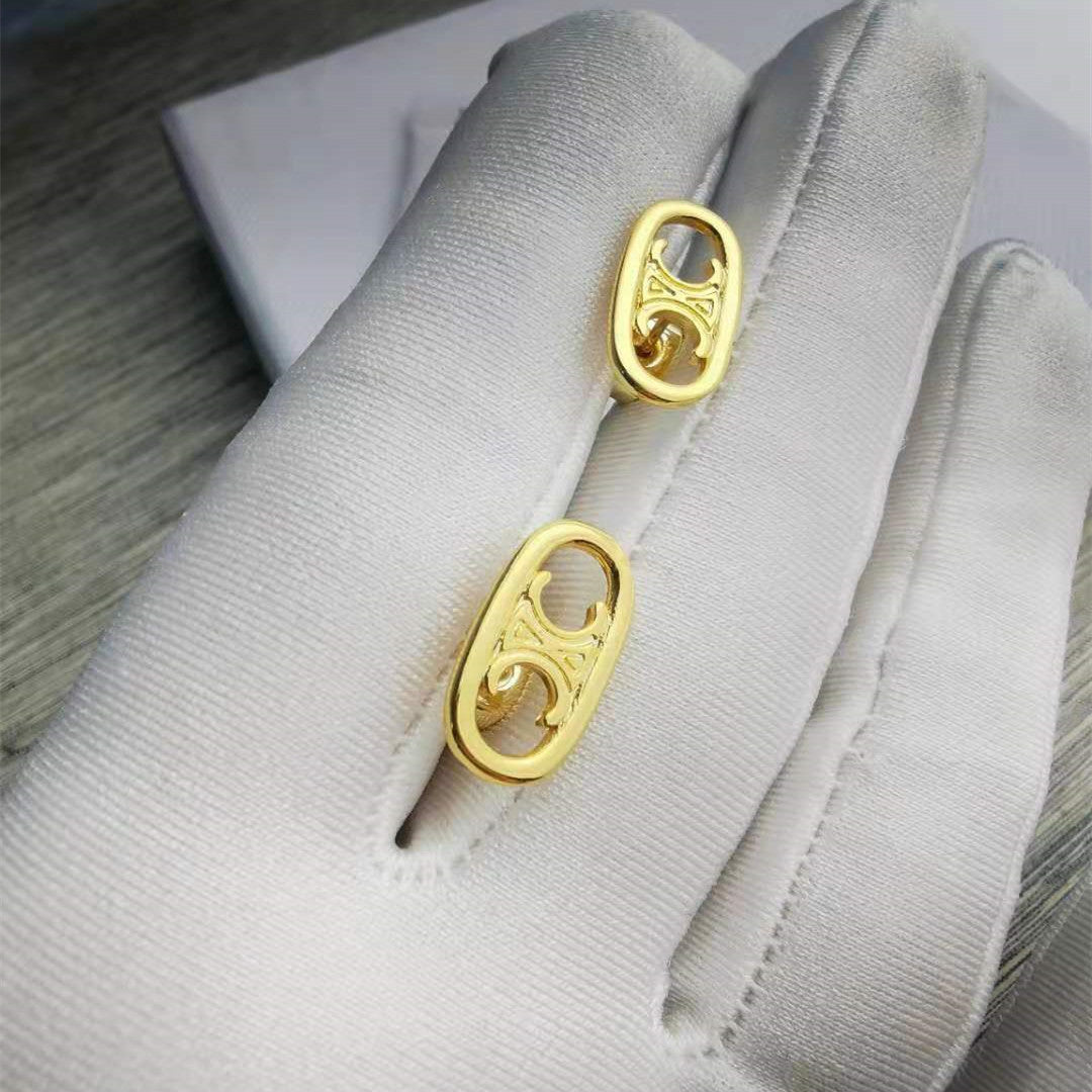 赛家新款耳钉手链项链复古凯旋门简约百搭冷淡风耳饰双层耳环手链