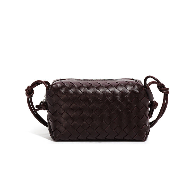 时尚跨境新品手工编织包包简约潮流单肩斜挎女包黑白棋盘格小方包