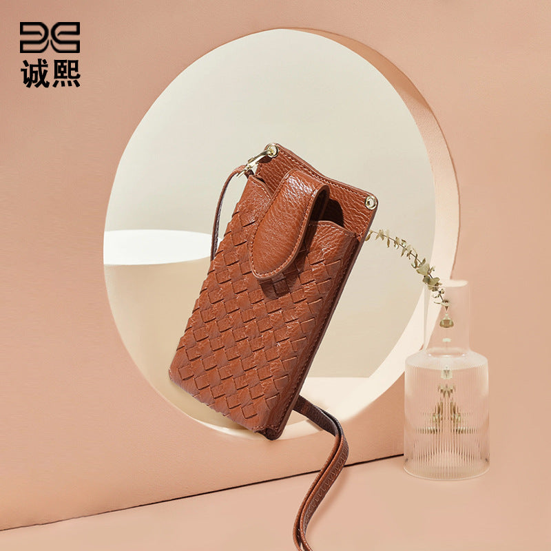 跨境时尚手工编织包纯色小巧卡包手机包潮流百搭单肩斜跨迷你女包