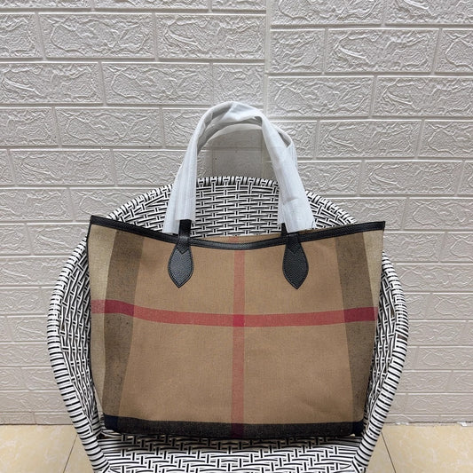 黄麻大托特tote购物袋ins风简约通勤办公电脑妈咪包大容量腋下包