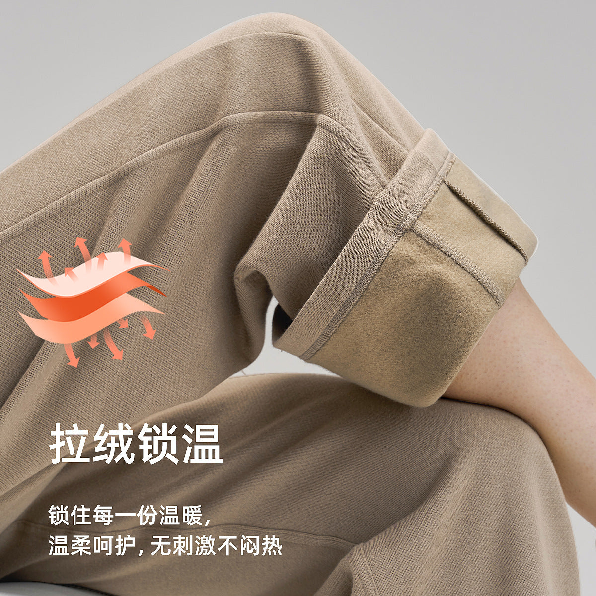 秋冬加绒阔腿长裤直筒瑜伽裤抽绳垂感中腰运动裤宽松休闲卫裤29"