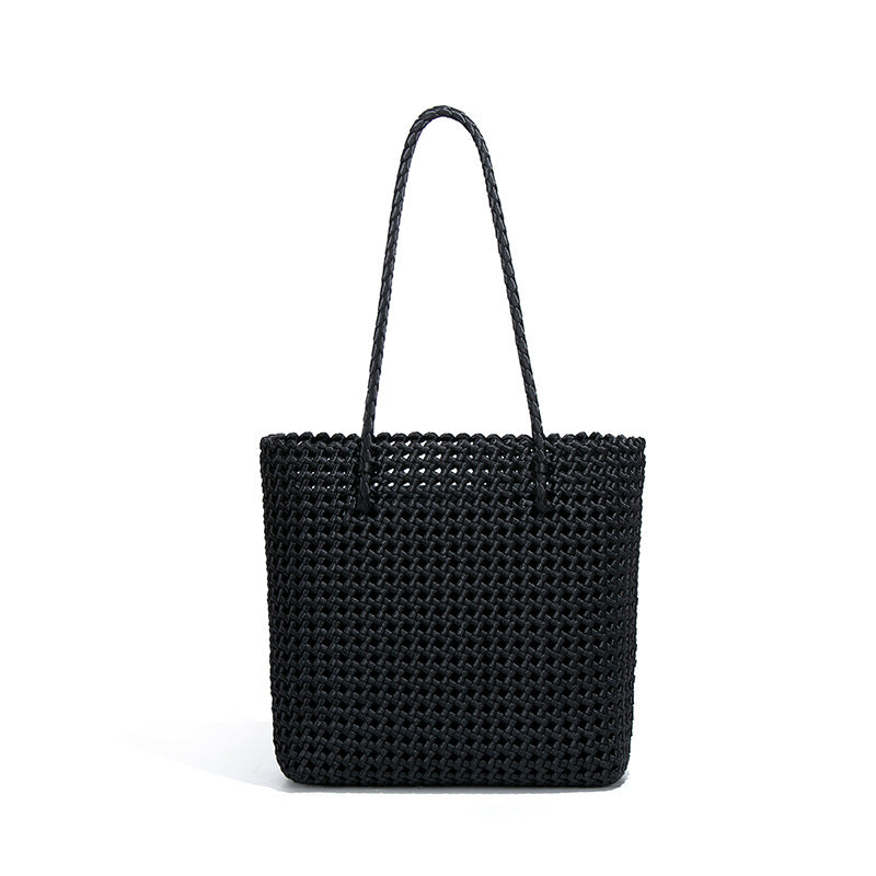 跨境新款大容量单肩托特包风车结镂空子母腋下包高级感通勤编织包