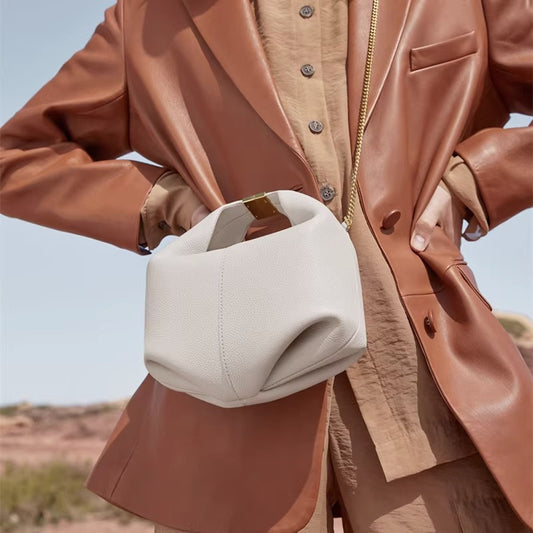 法国poleno paris小众高级感牛皮单肩斜挎女包Number11饺子便当包