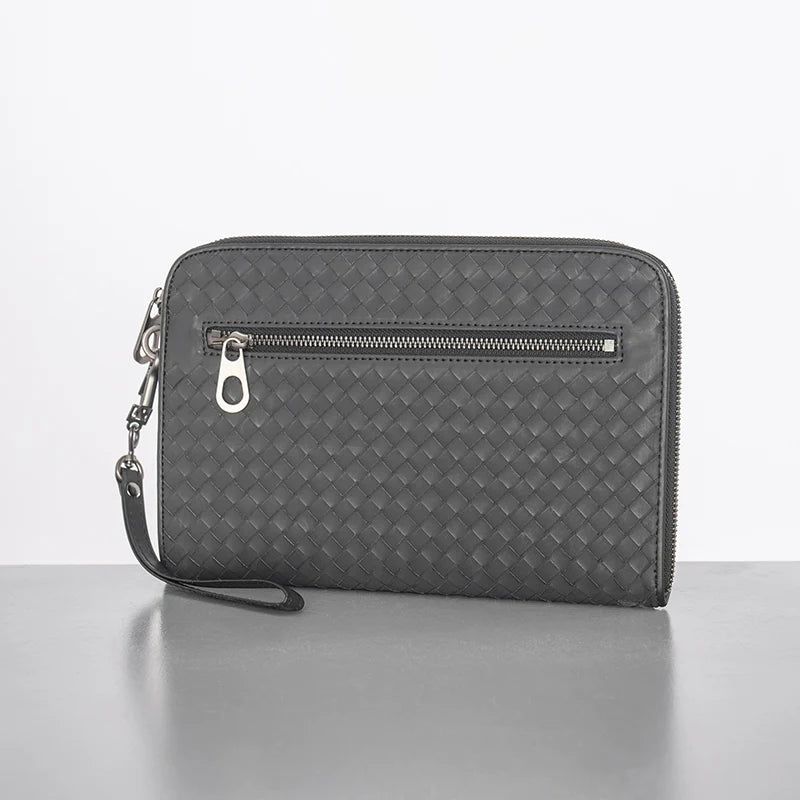 X&BV真皮男士手包商务休闲大容量信封包编织新款夹包潮牌手拿包男